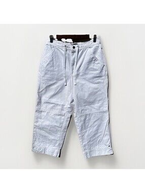 Relativity White Cropped Pants Size 10 Drawstring Utility Capris 100% Cotton